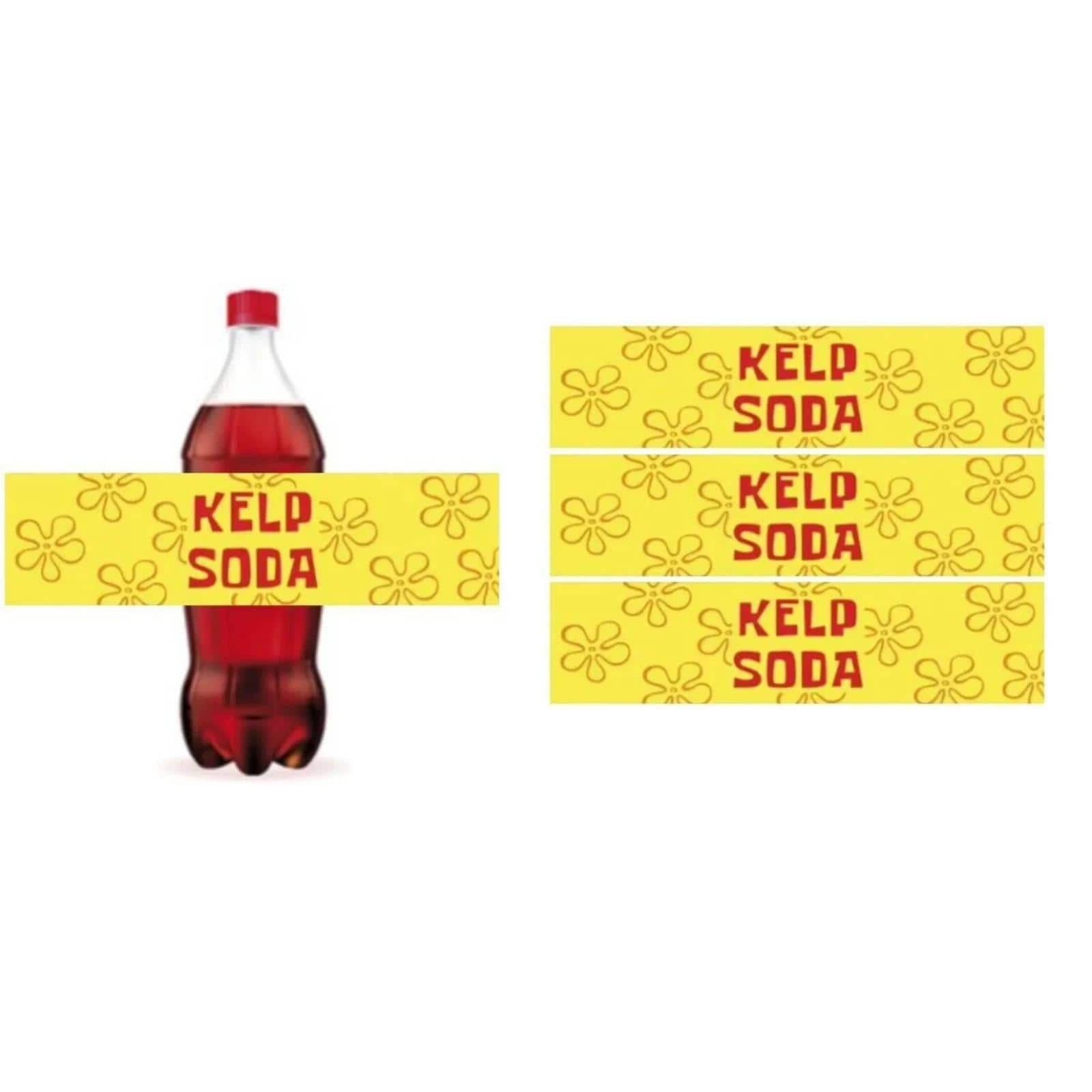 Kelp Soda Bottle Labels, Squarepants Party Decorations
