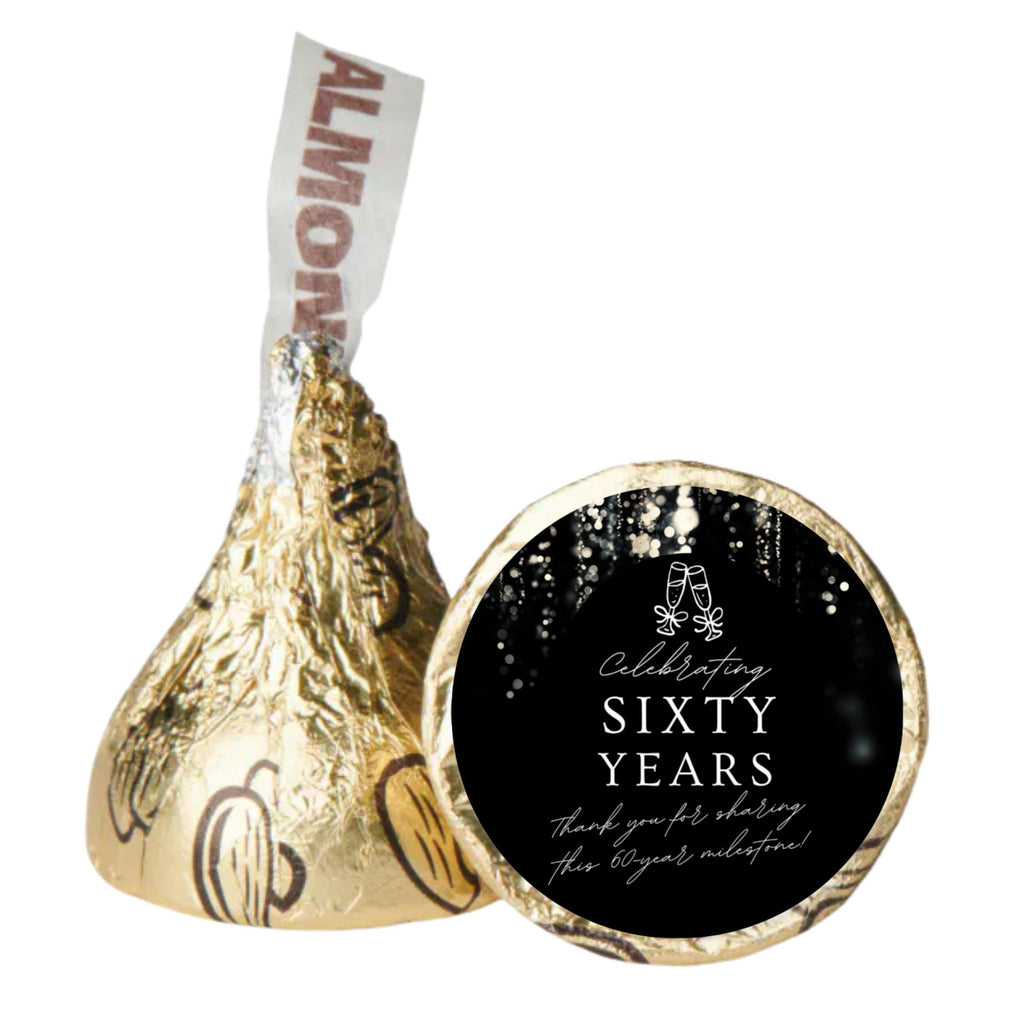 Celebrating Sixty Years Candy labels|60th Birthday| Candy Table favors|100| Glossy| Milestone Keepsakes