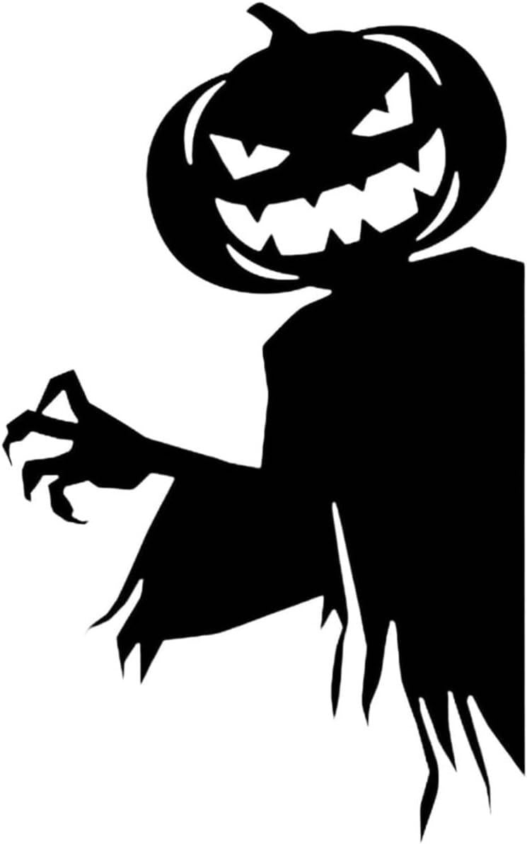 Halloween Window Decal, Peeking Pumpkin Head Ghost Silhouette, 16.5 x 11.5 in