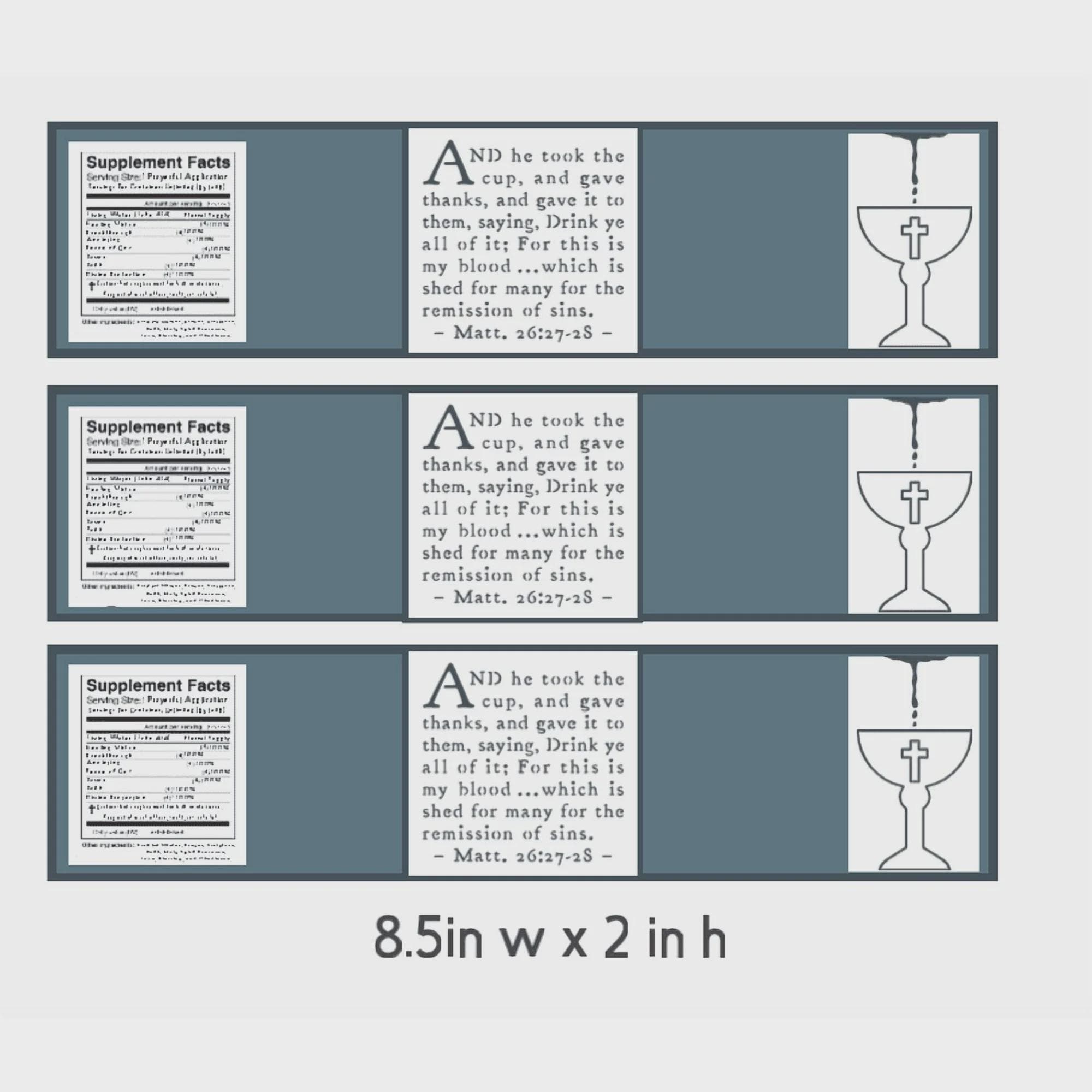 Matthew 26:27-28 Scripture Water Bottle Labels, Chalice Design, Set of 12