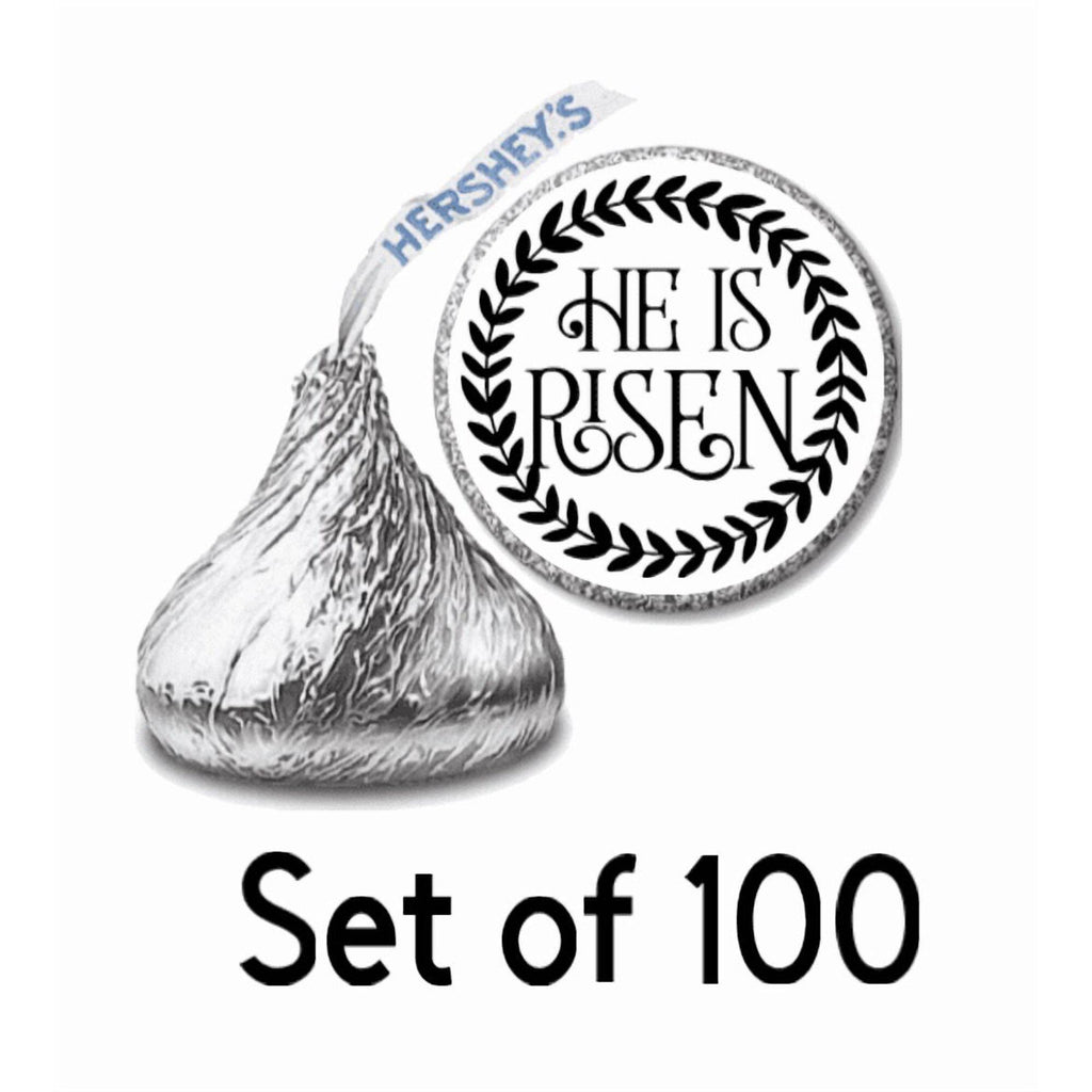 He is Risen Easter Chocolate Stickers, Religious Candy Decorations (Set of 100)