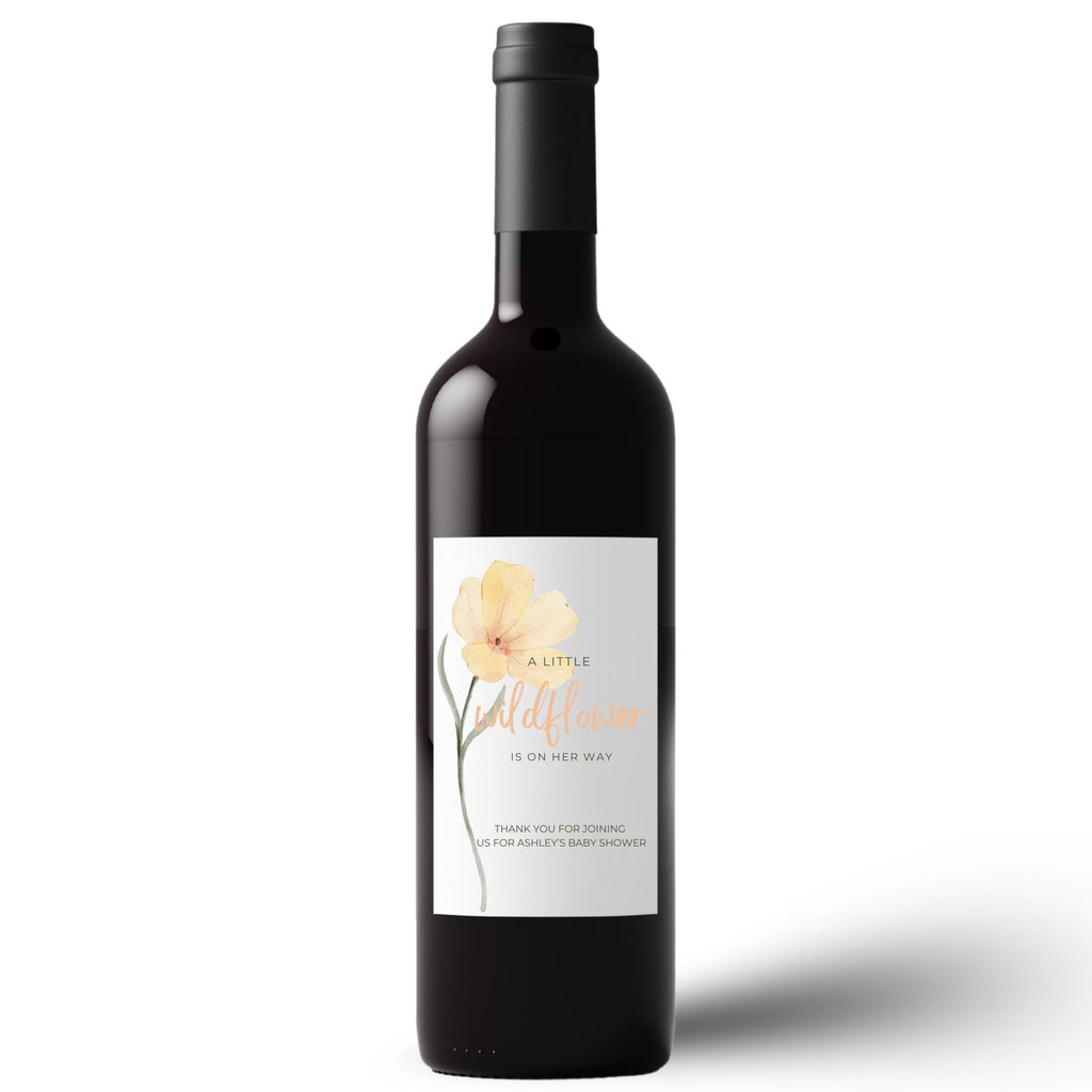 Baby Shower Wine Bottle Labels | Personalized Party Table Decor | Set of 4