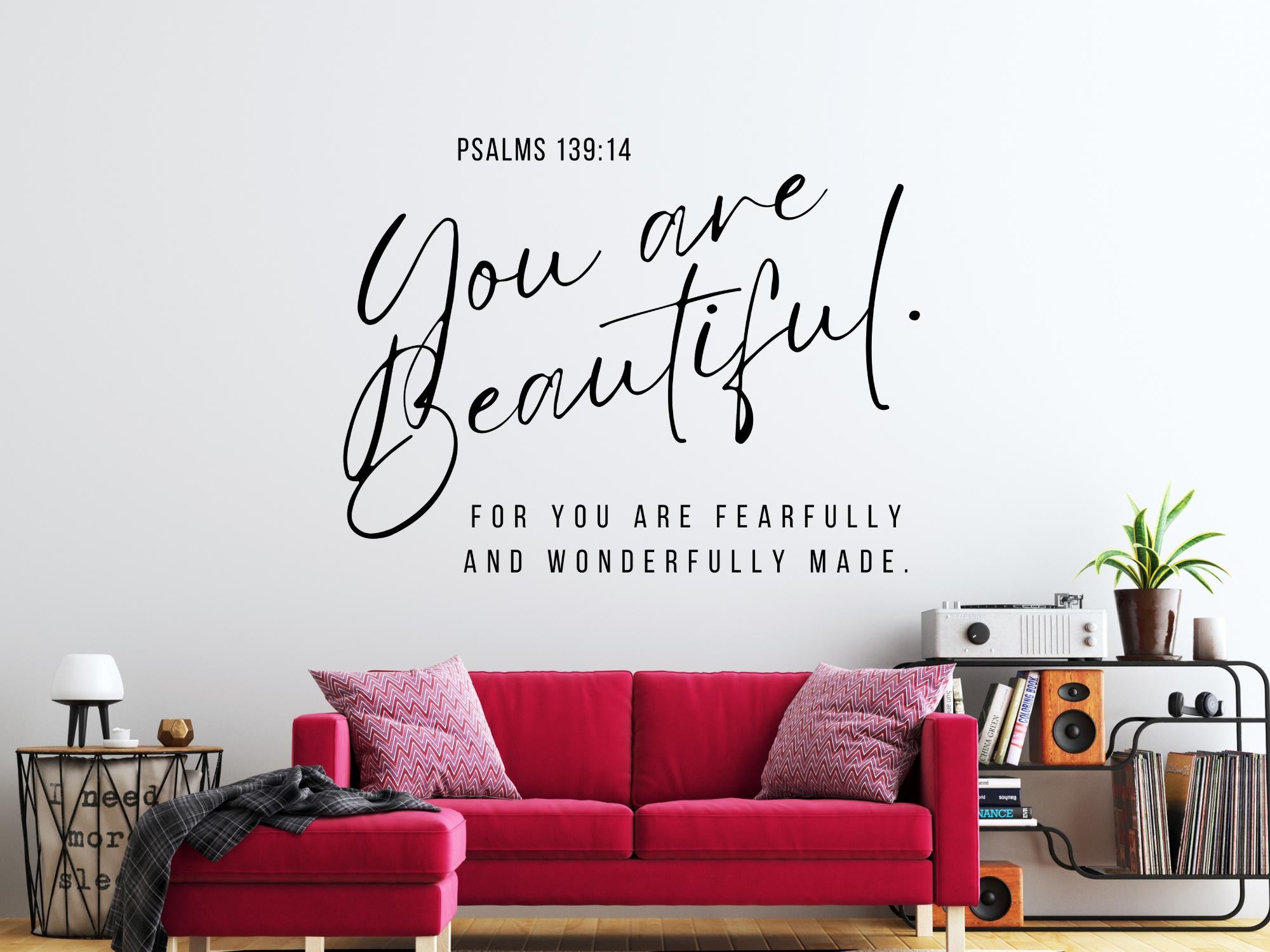 Psalms 139 Bible Verse Vinyl Decals | Faith Based Decor | Removable Wall Art
