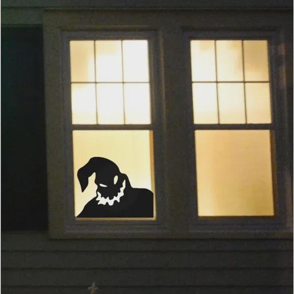 Halloween Window Cling Silhouette Decoration, Spooky Ghost Decal, 15.8 x 11.5 in