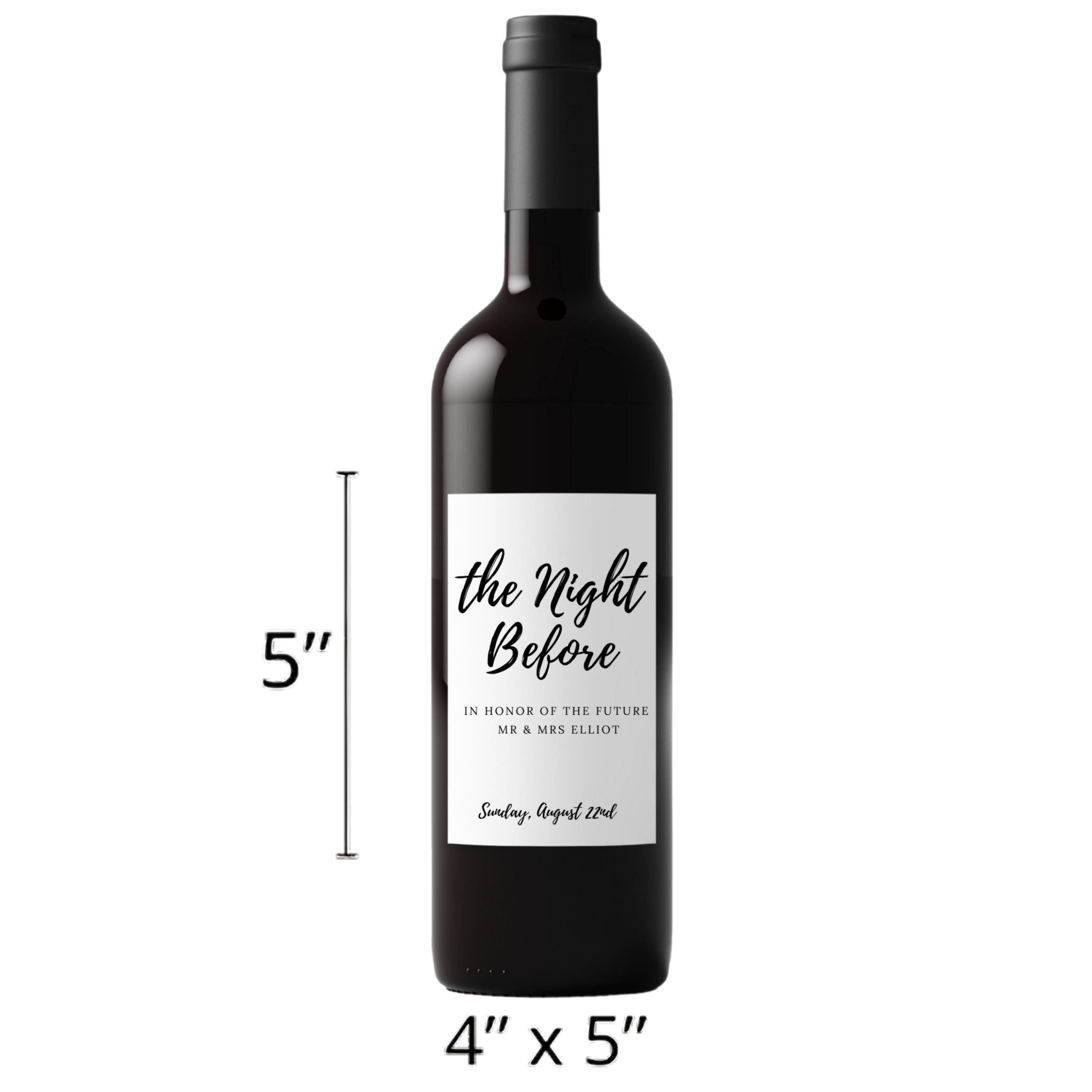 Personalized Bridal Shower Wine Bottle Labels | The Night Before Theme | Custom Mr and Mrs Name | Set of 4| Party Table Accent