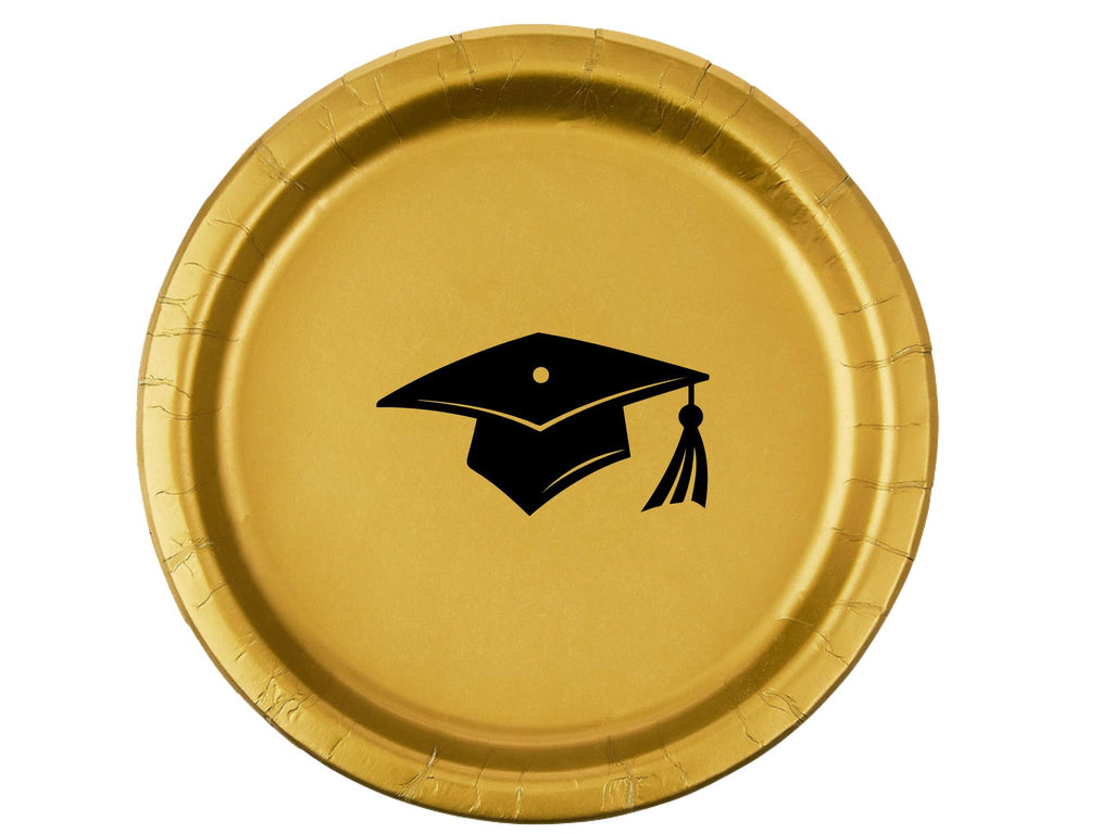 Graduation Party Paper Plates Set | Gold Tableware | 40 Piece Kit