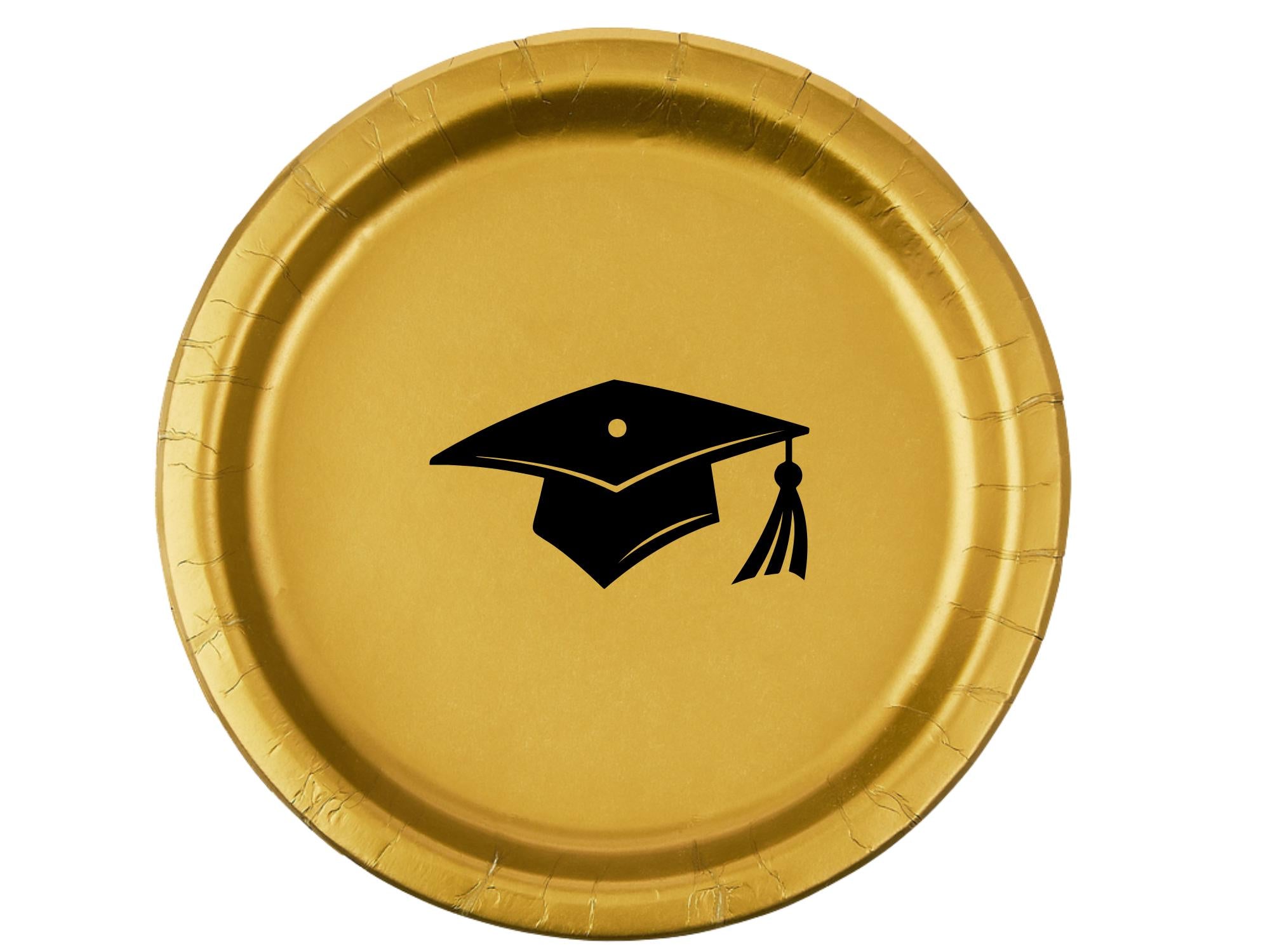 Graduation Party Paper Plates Set | Gold Tableware | 40 Piece Kit