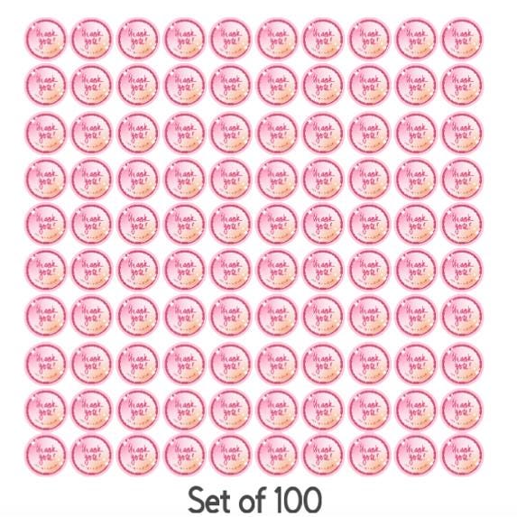 Pink Thank You Stickers for Packages, 2 x 2 inches, Set of 100