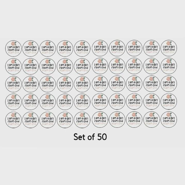 Religious Scripture Stickers, Psalm 127:3 Design, 1.5 inch Round, Set of 50