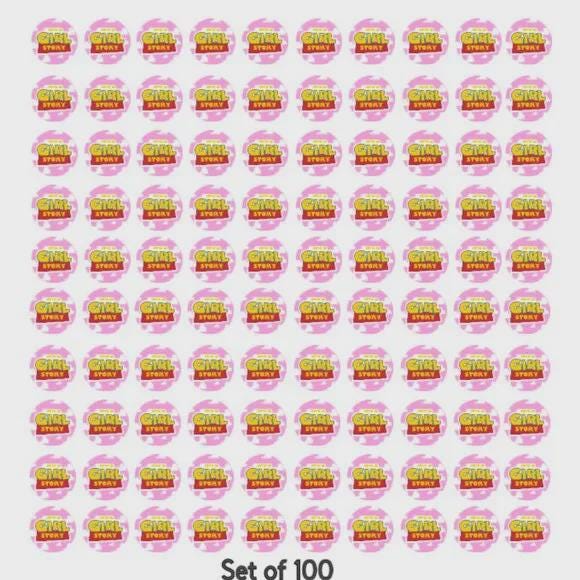 It's a Girl Story Baby Shower Candy Sticker Decal Set, 0.75 Inch, Pink