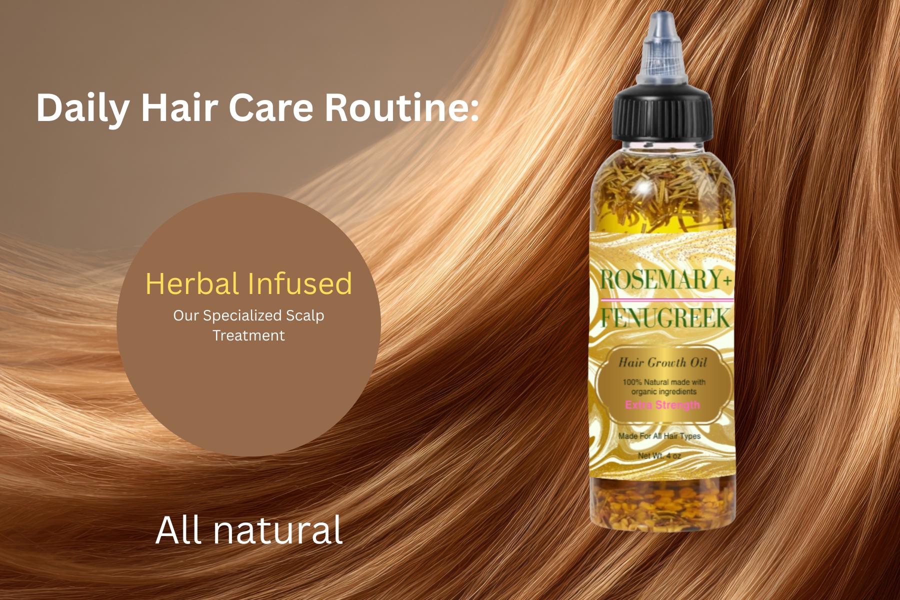 Rosemary Fenugreek Extra Strength Hair Oil | Herbal Infused Scalp Treatment | 4oz | Growth Oil