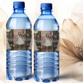 Personalized Birthday Water Bottle Labels | Photo Collage of 5 Pictures | Happy Birthday Cursive Font | Glossy