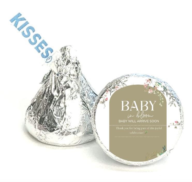 Baby In Bloom Chocolate Candy Kiss Sticker|100ct|Glossy| Baby Shower Favors