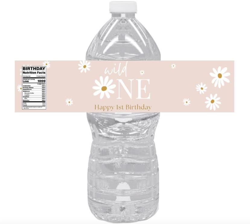 Wild One 1st Birthday Water Bottle Labels | Floral Theme|12ct| 1st Birthday Favors
