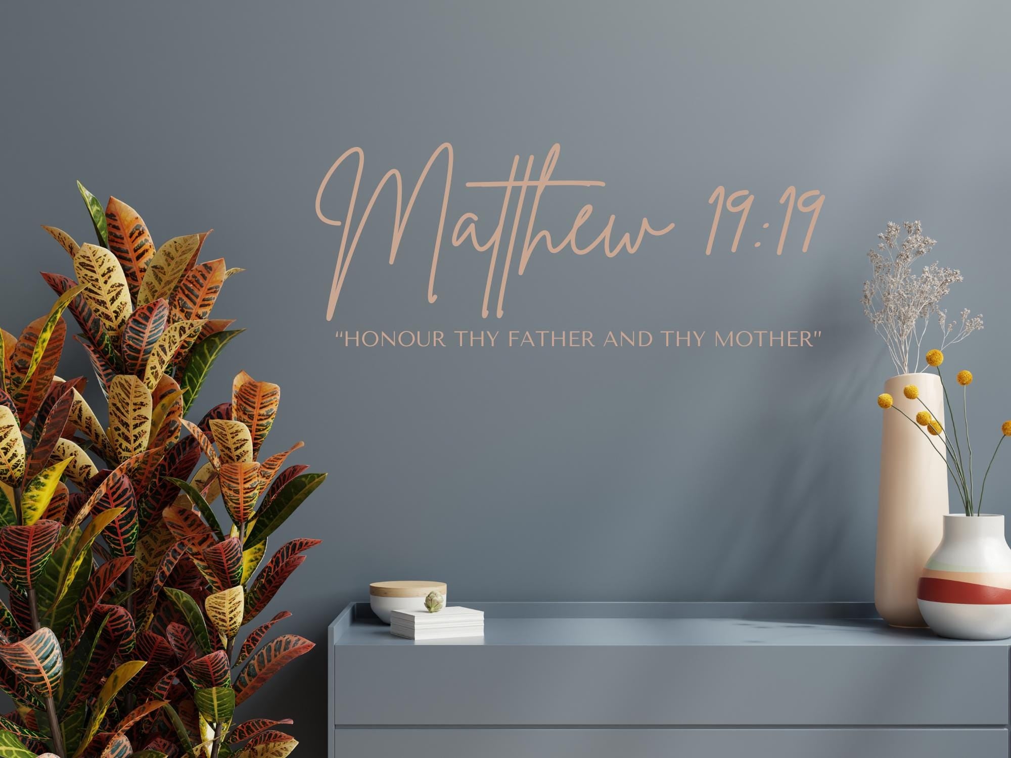 Matthew 19:19 Scripture Wall Decals | Motivational Bible Quotes | Peel and Stick Decor