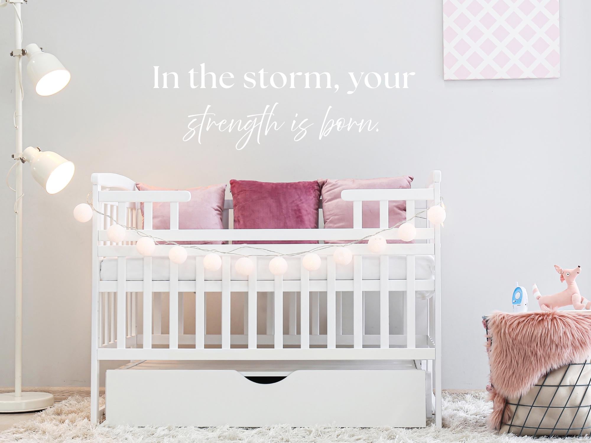 In The Storm Strength Is Born Wall Decal | Inspirational Quote | Black Vinyl Wall decal| Durable + Removable