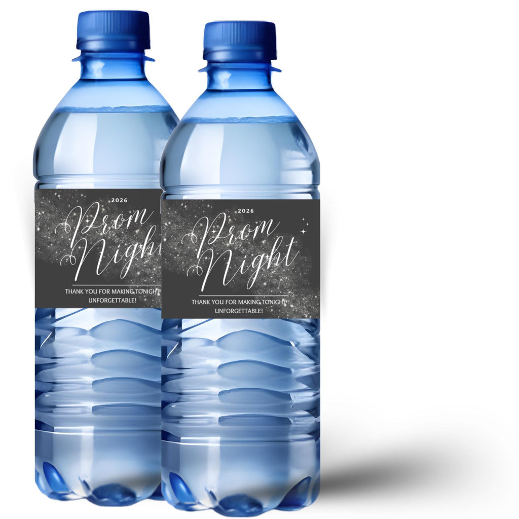 Prom Night Water Bottle Labels | Prom Night Thank You Message | Party Table Bottle Wraps |Glossy