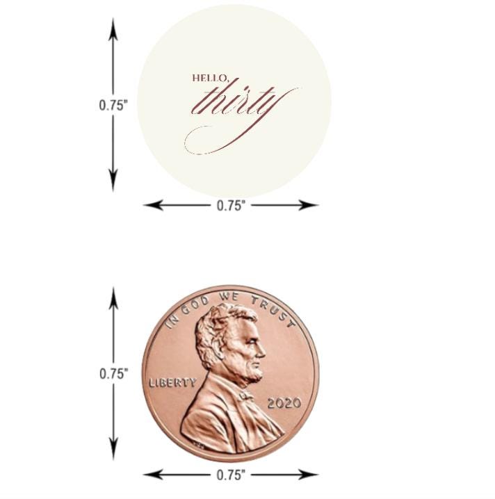 30th Birthday Kiss Candy Stickers | 100ct |Calligraphy | Party | Glossy|Durable