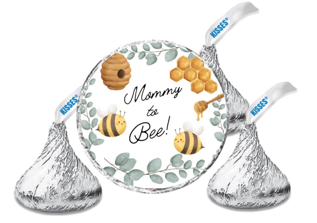 Mommy To Bee Kisses Candy Stickers | 100pcs Waterproof Glossy Vinyl | Baby Shower Party