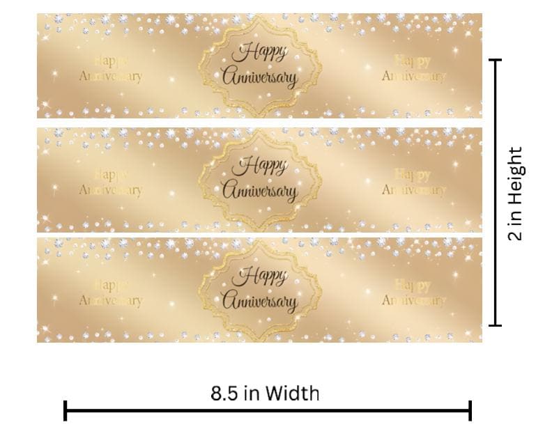 Gold Holographic Anniversary Bottle Wrappers | Happy Anniversary | 12 Count | Celebration Favors