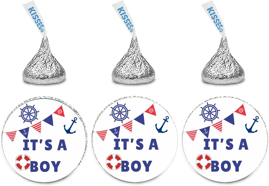 Nautical Baby Shower Candy Stickers | Its a Boy | 100ct | Glossy |Self Adhesive