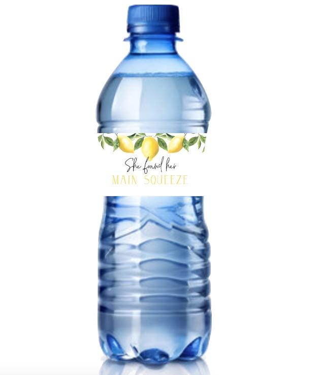 She Found Her Main Squeeze | Lemon Theme Water Bottle Labels | Set of 12 | Bridal Shower Favors