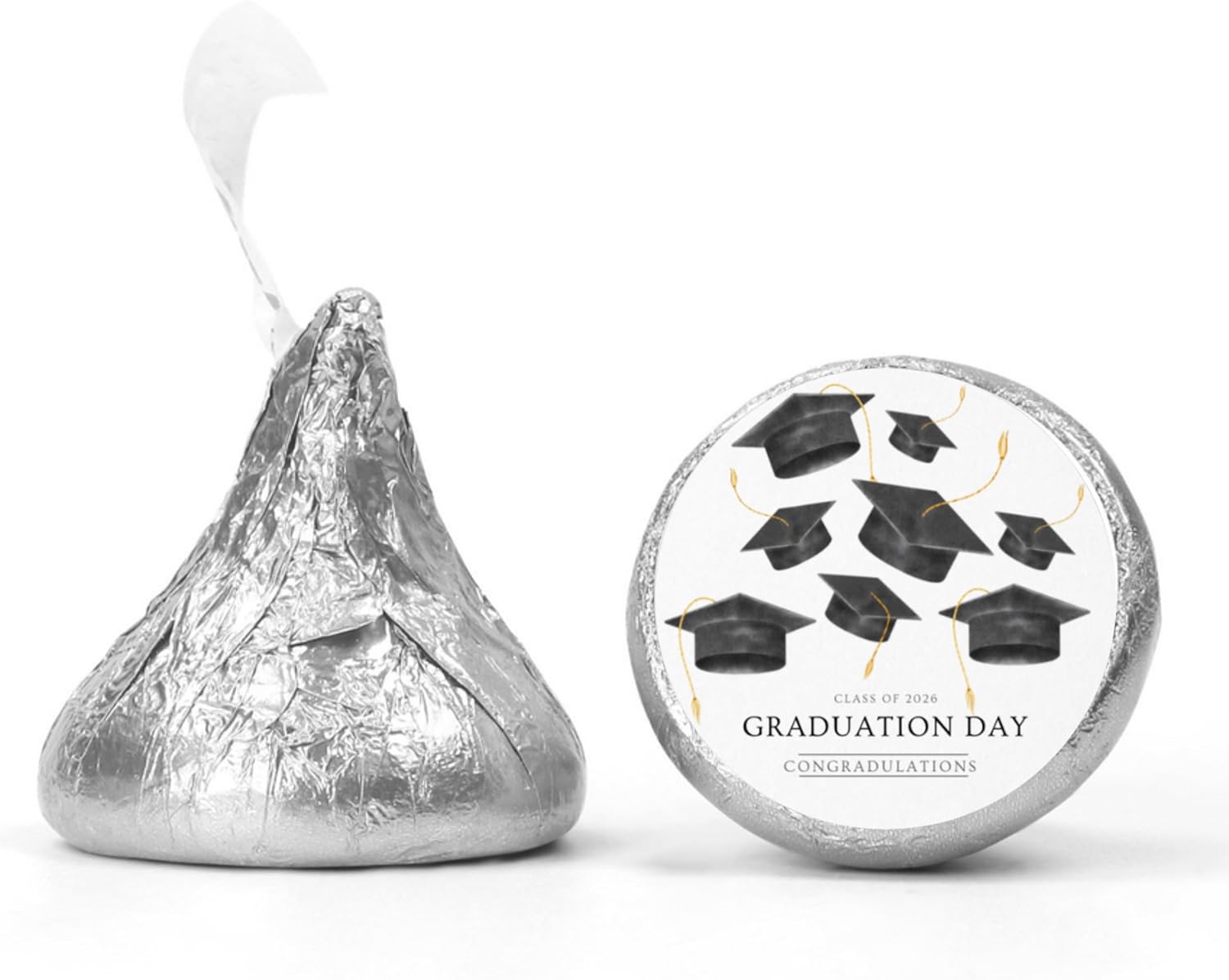 Graduation Party Kiss Candy Stickers | Class of 2026 Graduation Day Congratulations | Glossy| Self Adhesive | 100ct