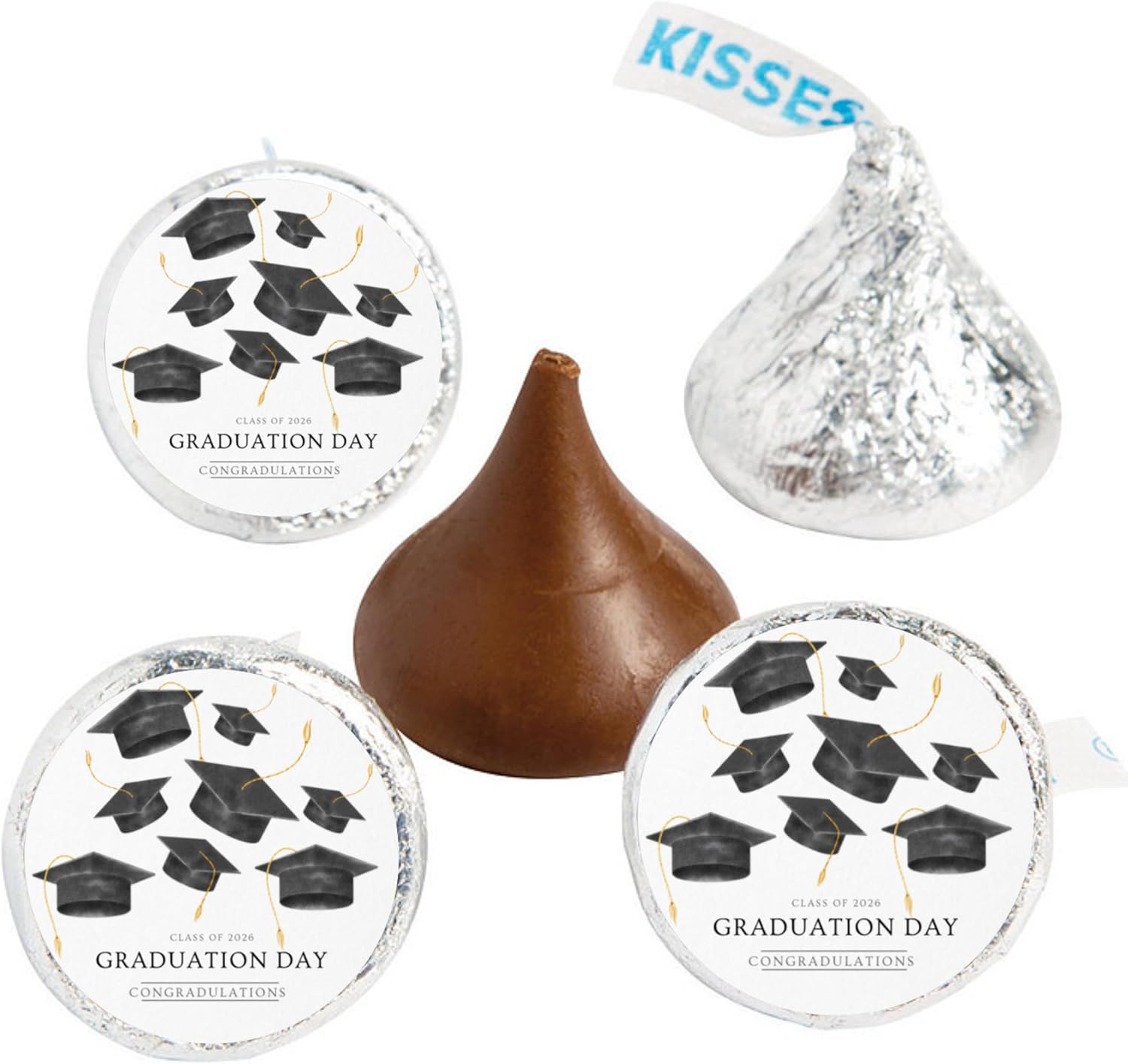 Graduation Party Kiss Candy Stickers | Class of 2026 Graduation Day Congratulations | Glossy| Self Adhesive | 100ct