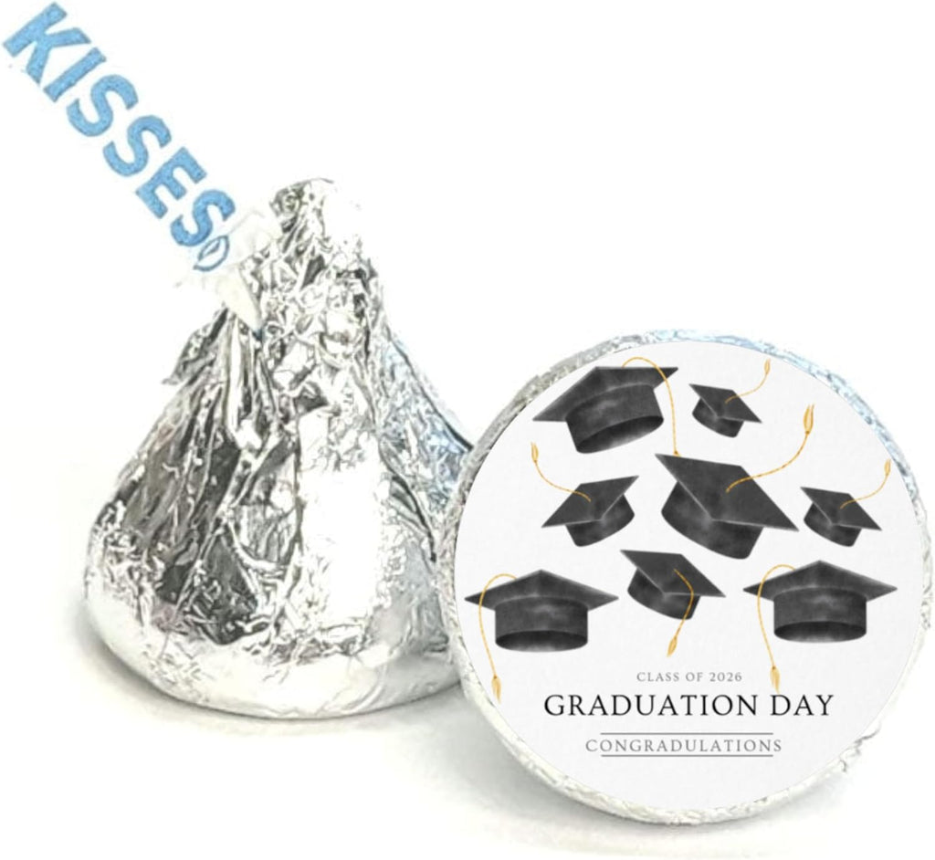 Graduation Party Kiss Candy Stickers | Class of 2026 Graduation Day Congratulations | Glossy| Self Adhesive | 100ct