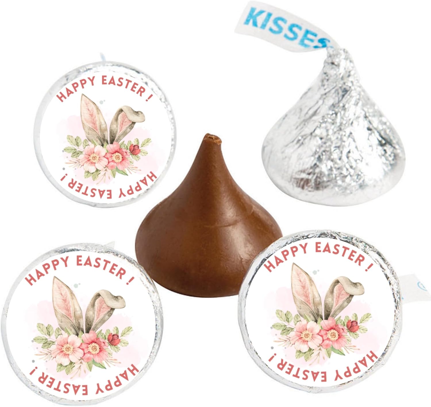 Happy Easter Stickers | Easter Kiss Candy Bottom Stickers | Bunny Ears | 100ct | Glossy