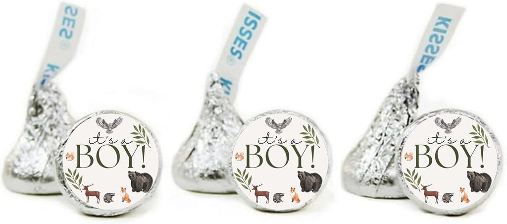 Safari Baby Shower Kiss Candy Stickers | It's a Boy| Wild Animal Theme | Glossy| Self Adhesive Labels|100ct