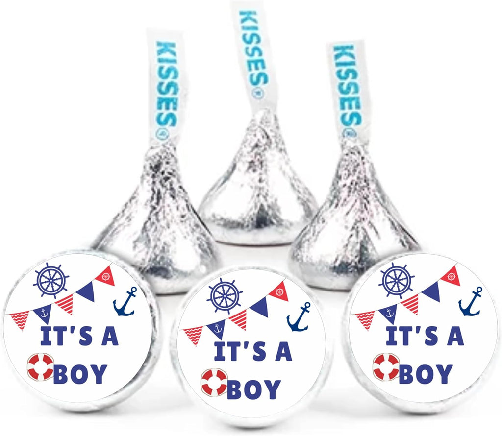 Nautical Baby Shower Candy Stickers | Its a Boy | 100ct | Glossy |Self Adhesive