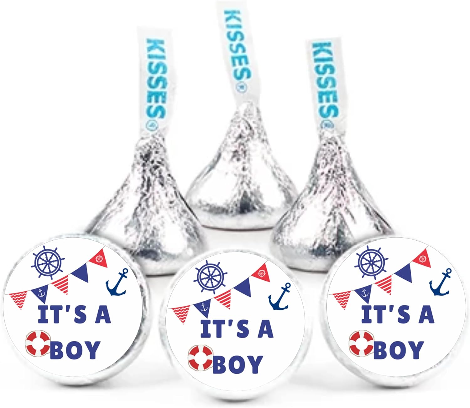 Nautical Baby Shower Candy Stickers | Its a Boy | 100ct | Glossy |Self Adhesive