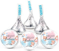 Twin Baby Shower Chocolate Candy Stickers, Hello Babies Theme, Set of 100, 0.75 Inch Round Labels, Pink and Blue Design
