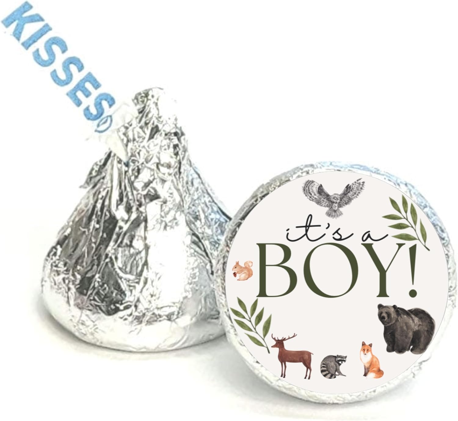 Safari Baby Shower Kiss Candy Stickers | It's a Boy| Wild Animal Theme | Glossy| Self Adhesive Labels|100ct