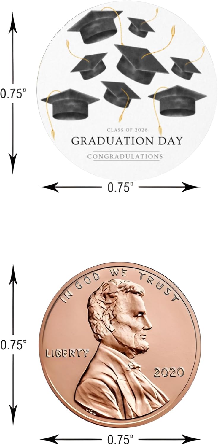 Graduation Party Kiss Candy Stickers | Class of 2026 Graduation Day Congratulations | Glossy| Self Adhesive | 100ct