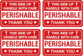 Perishable Shipping Labels, Handle with Care This Side Up, Red and White, Set of 40