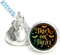 Trick or Treat Kiss Candy Stickers | Halloween Candy Favors | Glossy | 100 Count 0.75in