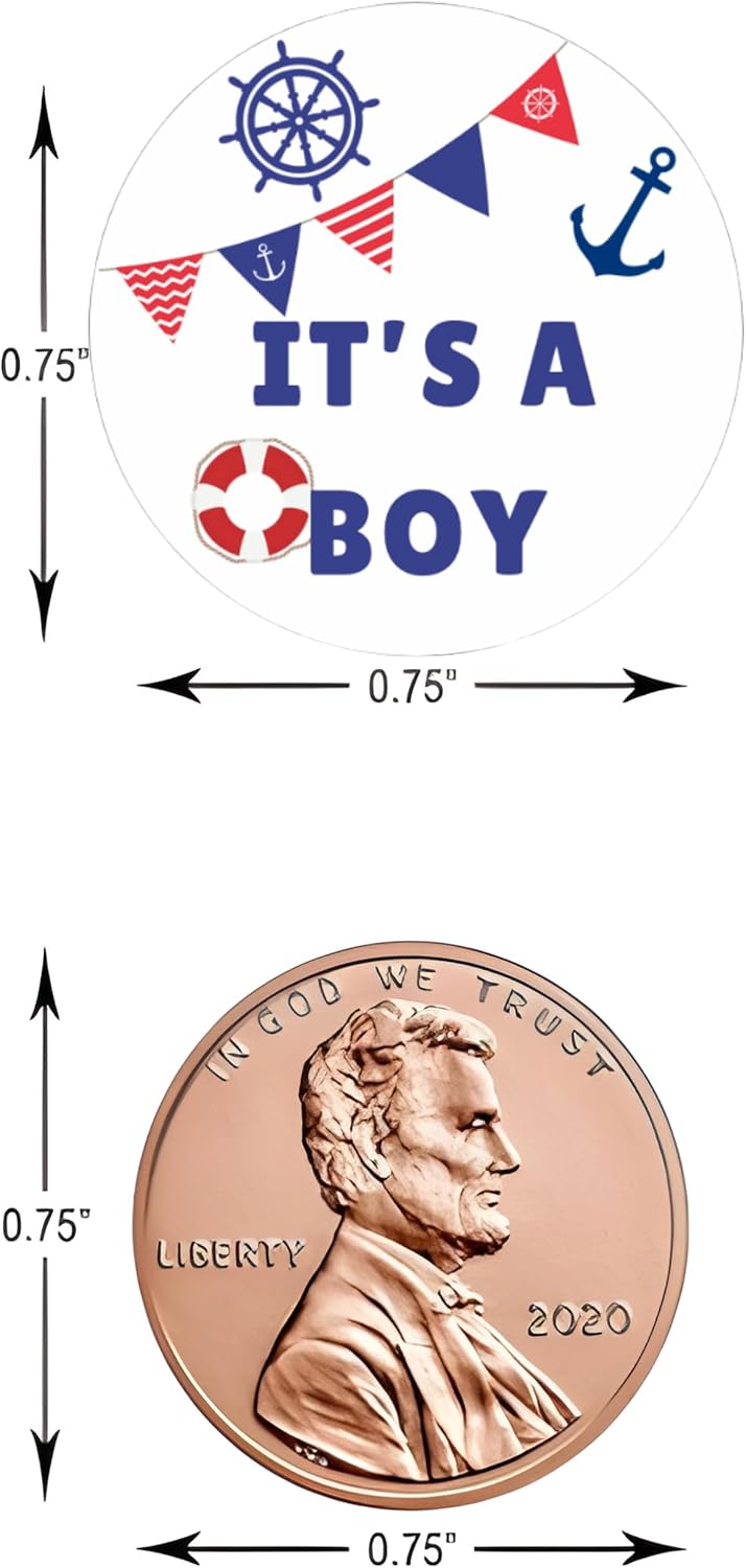 Nautical Baby Shower Candy Stickers | Its a Boy | 100ct | Glossy |Self Adhesive