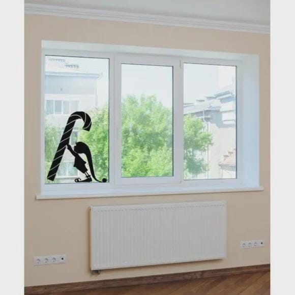 Reusable Christmas Elf Candy Cane Window Cling | Holiday Silhouette Decoration