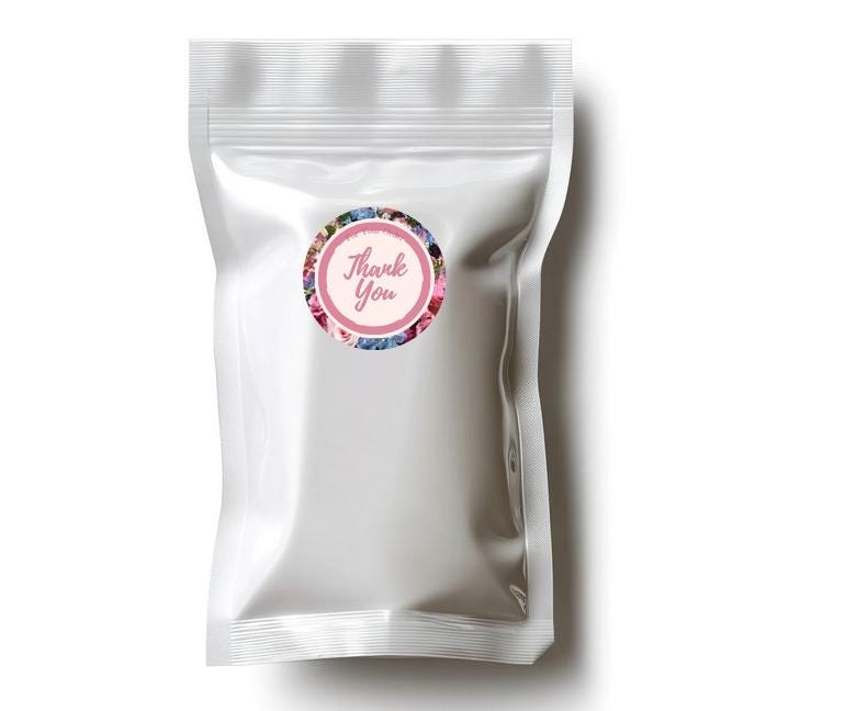 Small Business Thank You Stickers | 57 Pink Floral Peel and Stick Labels | 1.75in