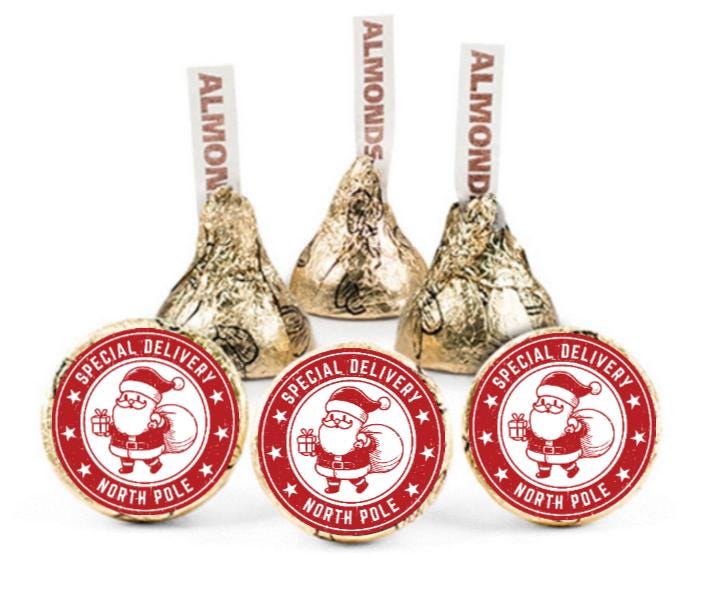 Santa’s Special Delivery Mini Candy Labels | North Pole Christmas Stickers | 100ct| 0.75in