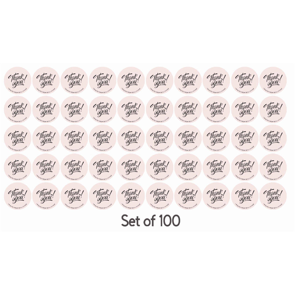 Thank You Stickers for Small Business, 2 x 2 inches, Pink, Set of 100