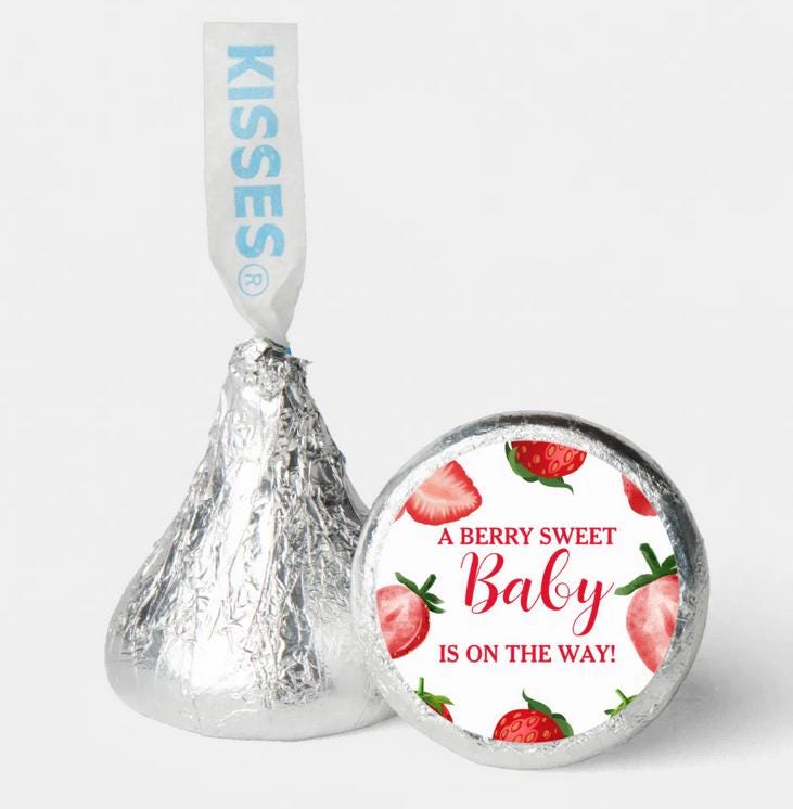 A Berry Sweet Baby Is On The Way |Chocolate Candy Labels | 100ct| Glossy| 0.75in|Baby Shower