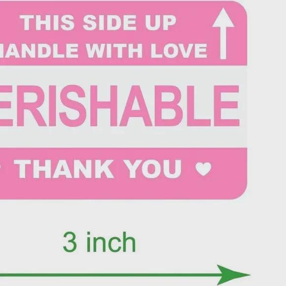 Pink Shipping Labels Set, Heavy and Perishable Warning Stickers, Handle with Care Labels, 32 Count