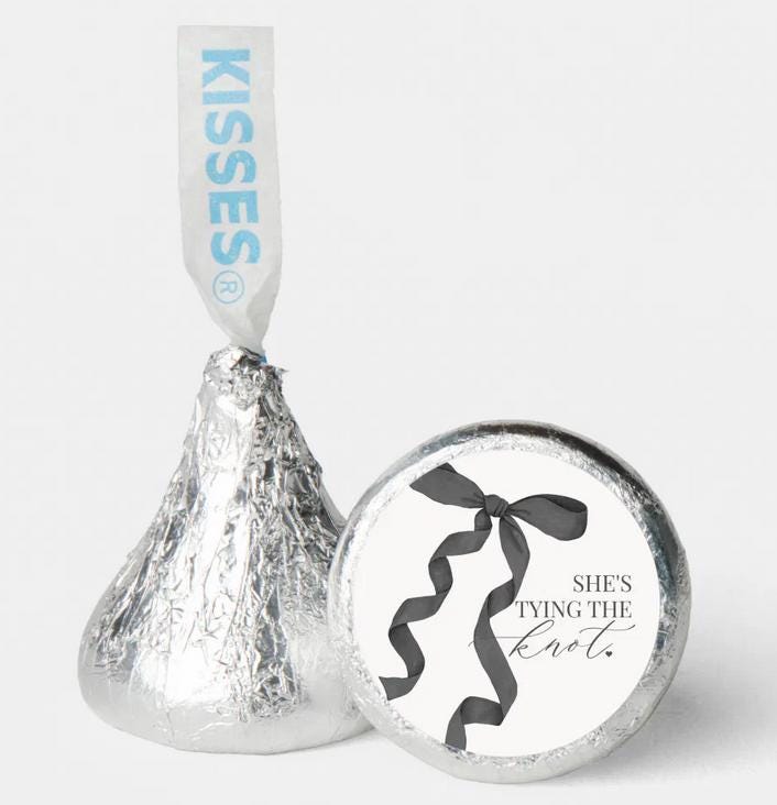She’s Tying the Knot Kisses Candy Stickers | 100ct|Glossy|Bridal Shower|Favors