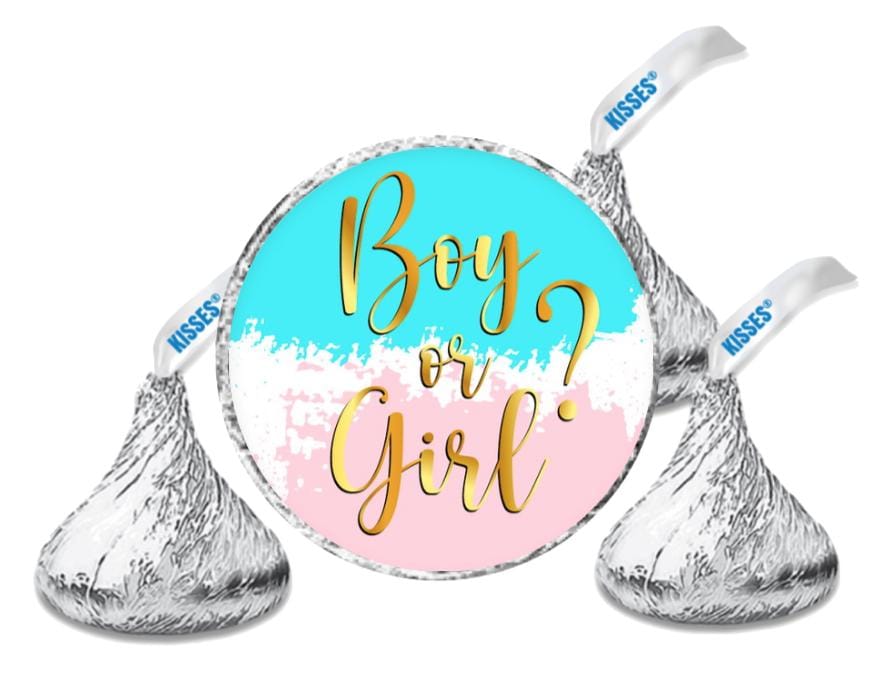 Boy or Girl Kisses Candy Stickers |100ct|Glossy|Gender Reveal| Baby Shower|0.75