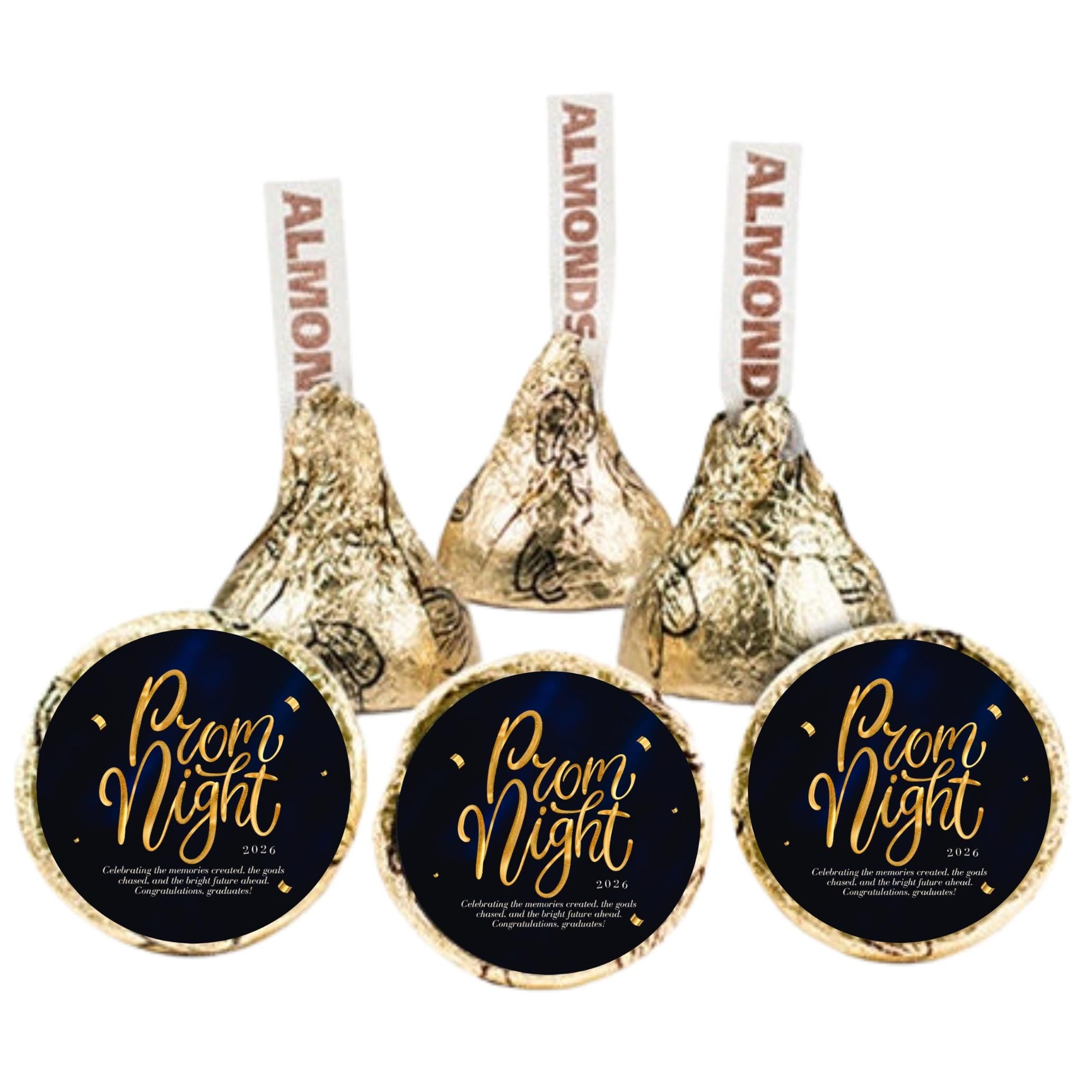 Prom Night Candy Stickers | 100 Chocolate Kiss Labels | Glossy 0.75in Peel & Stick | Prom Party Table Favors