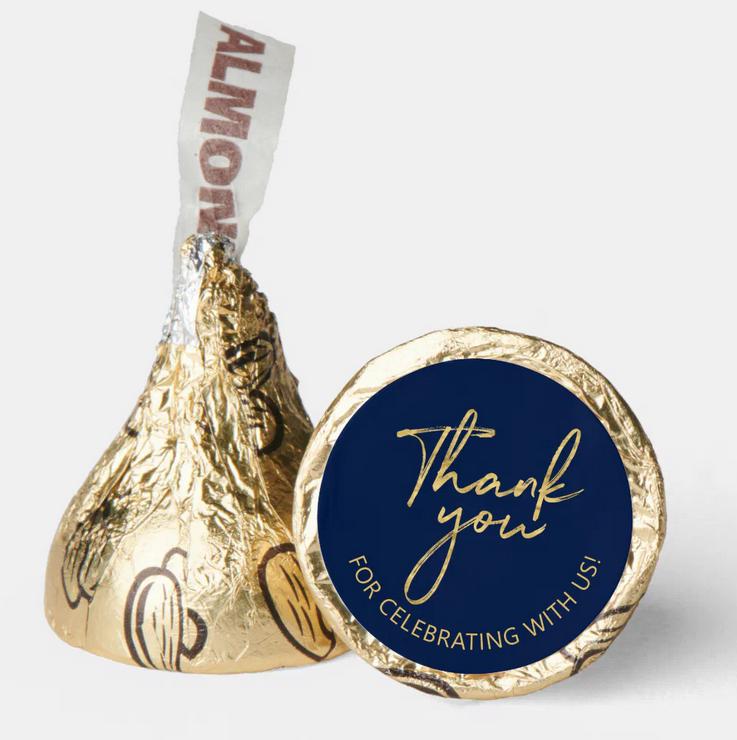 Thank You for Celebrating With Us Kisses Candy Stickers |100ct|Glossy| Custom Party Favors