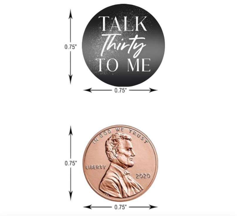 Talk Thirty To Me Mini Candy Labels | 30th Birthday Candy Stickers |100ct|0.75in